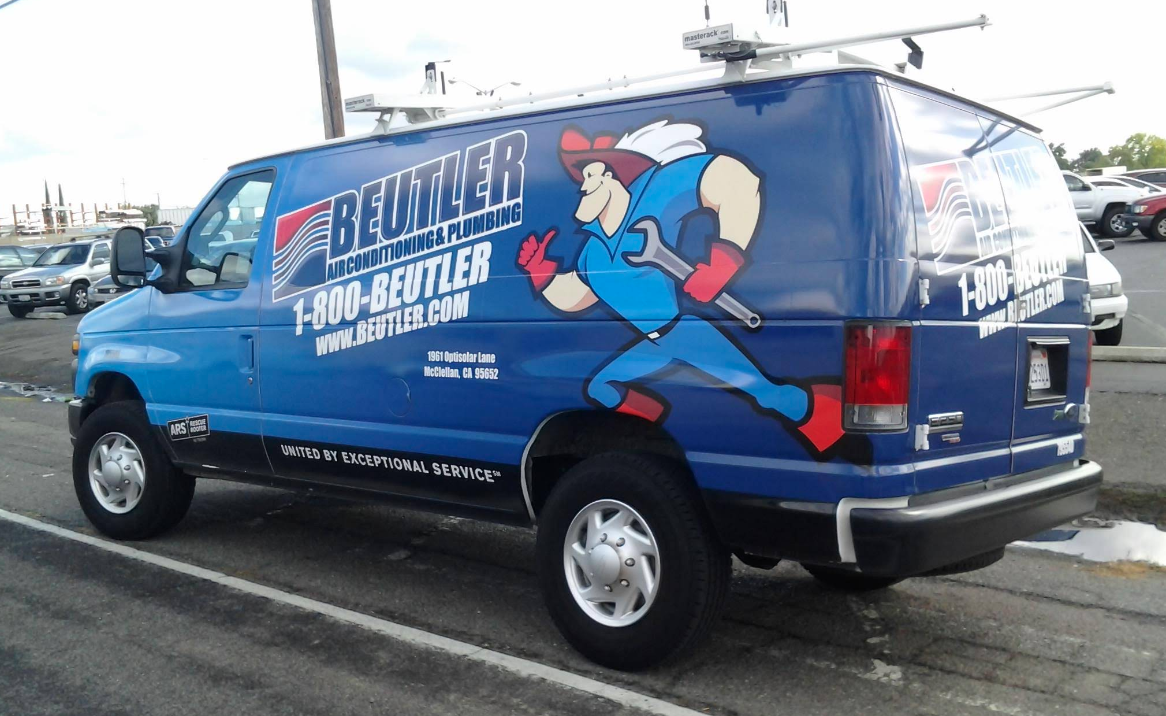 A Beutler Air Conditioning & Plumbing service van ready for an HVAC maintenance visit.